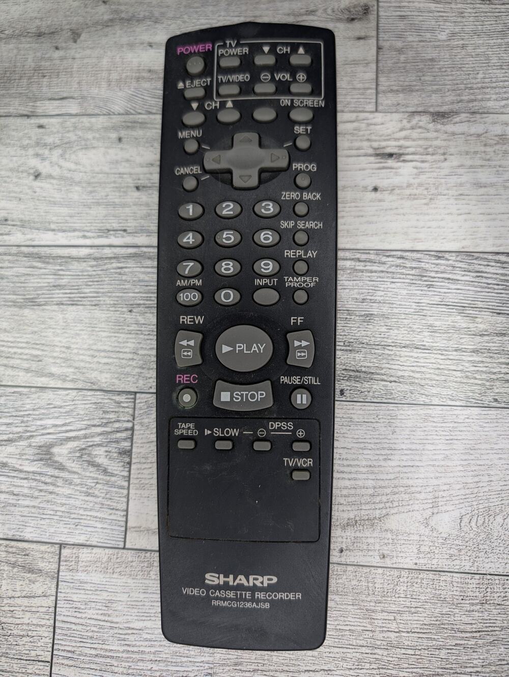 Sharp Remote Control RRMCG1236AJSB TV VCR Tested Working